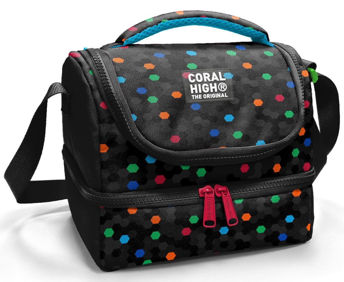 Coral High Erkek Çocuk Siyah Petek Desenli İki Katlı Okul Beslenme Çantası 37204