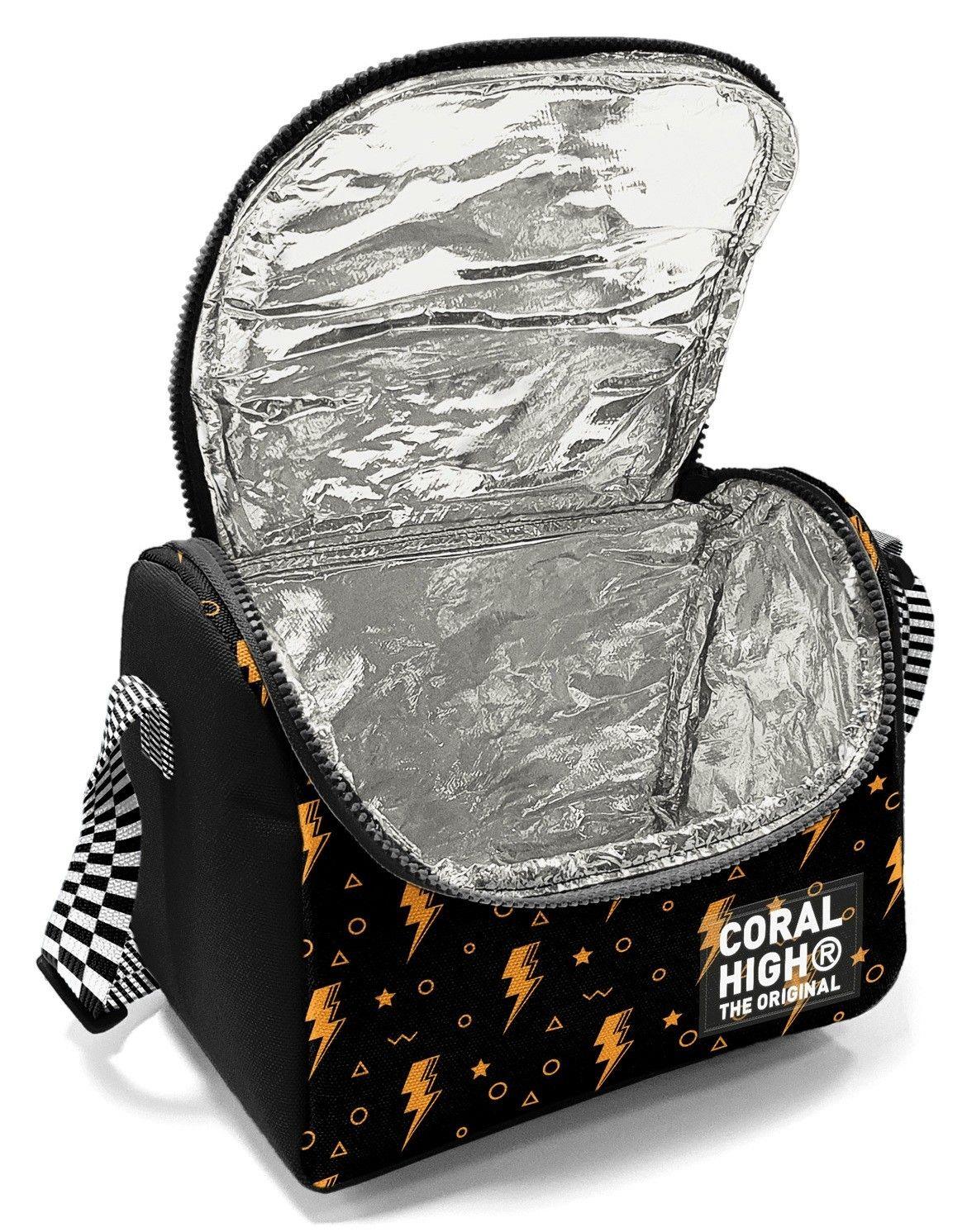 Coral High Erkek Çocuk Siyah Sarı Never Give Up Baskılı Isı Yalıtımlı Beslenme Çantası 37120