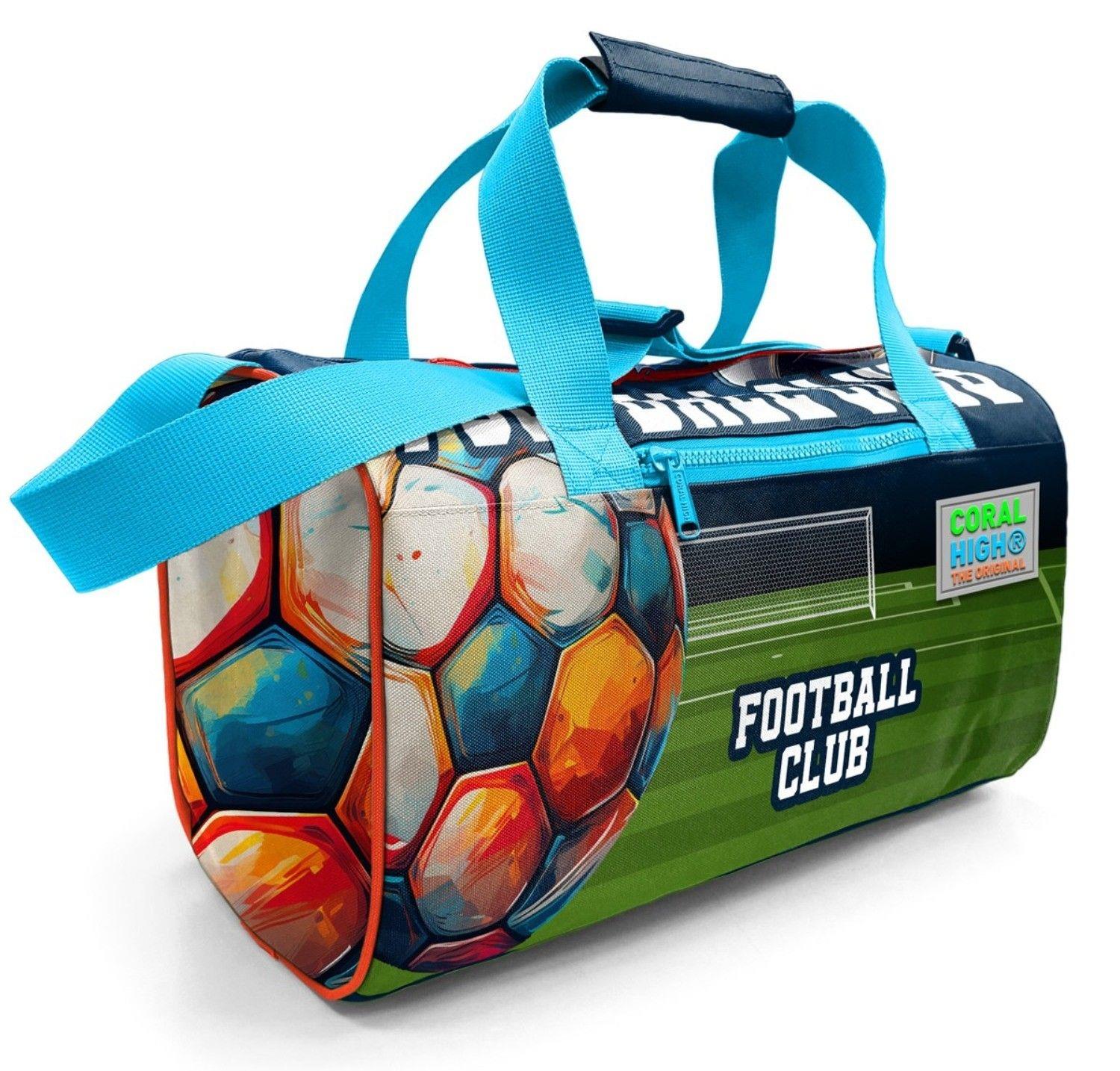 Coral High Erkek Çocuk Spor ve Seyahat Çantası - Lacivert Yeşil Futbol Desenli - 27525