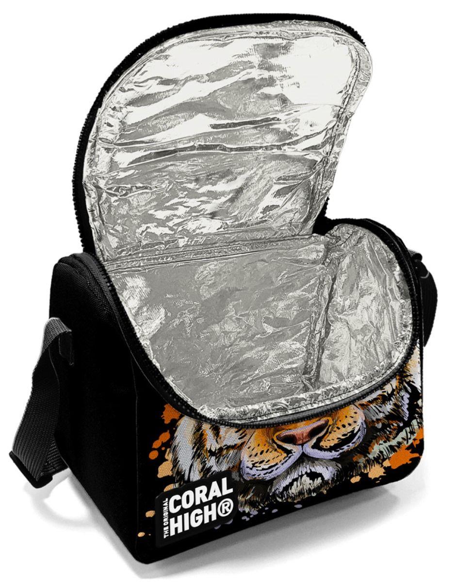 Coral High Erkek Siyah Kaplan Baskılı Okul Beslenme Çantası