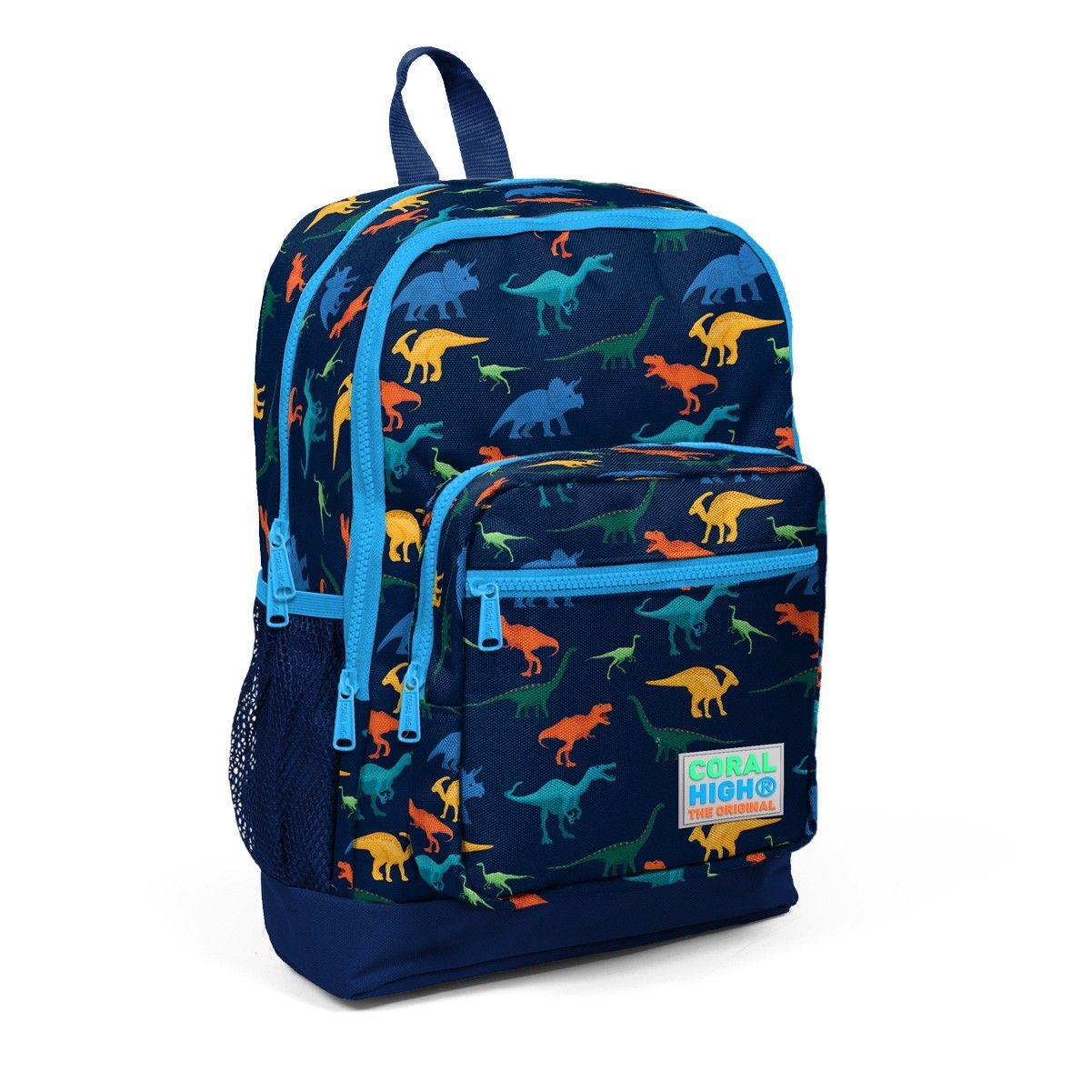 Coral High İlkokul Sırt Çantası ve Beslenme Çantası Seti - Mavi Dinazor Erkek Çocuk