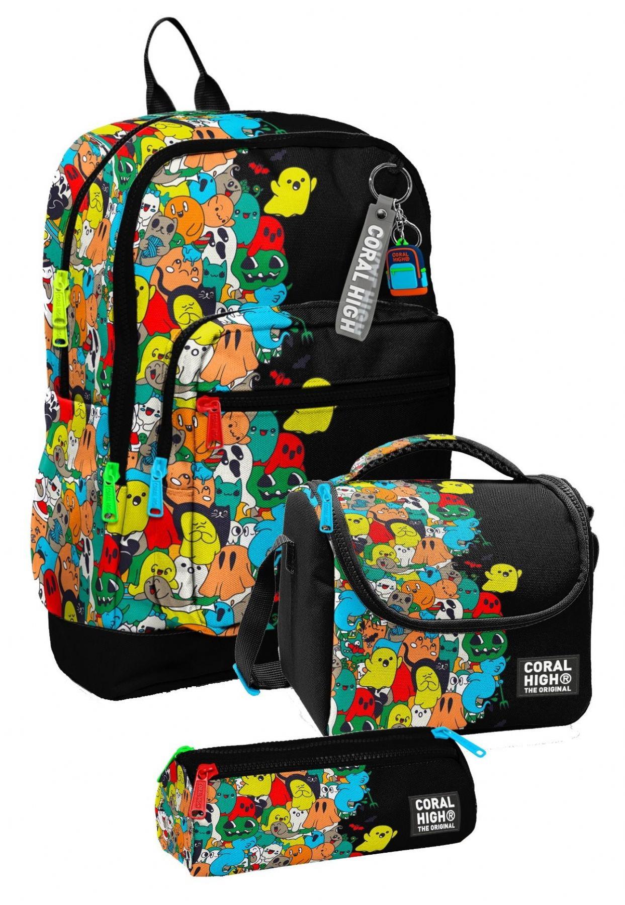 Coral High İlkokul Üçlü Okul Başlangıç Çanta Seti - Siyah Hayaletler, Erkek Çocuk