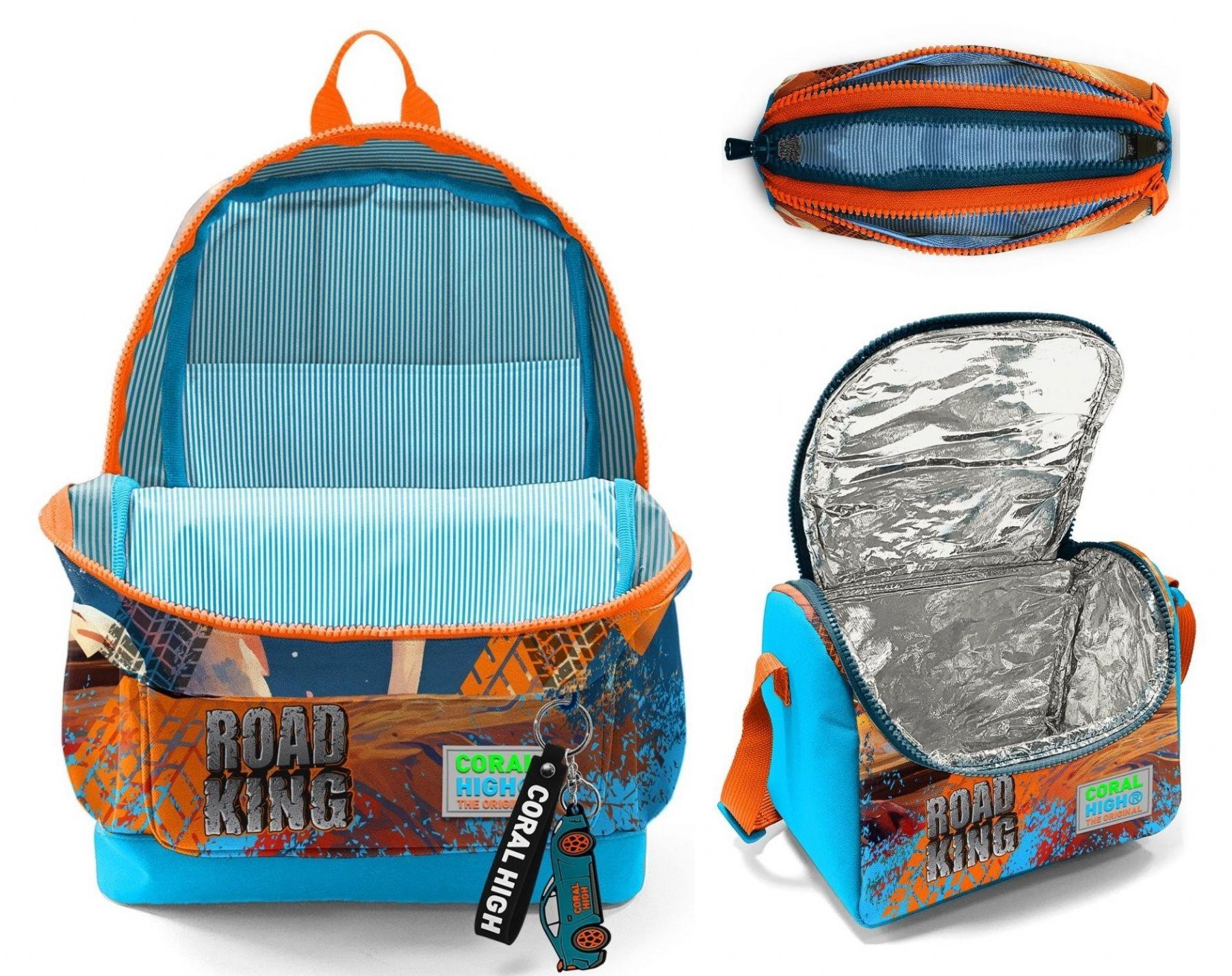 Coral High İlkokul Üçlü Okul Başlangıç Çanta Seti - Mavi Turuncu Arazi Aracı, Erkek Çocuk