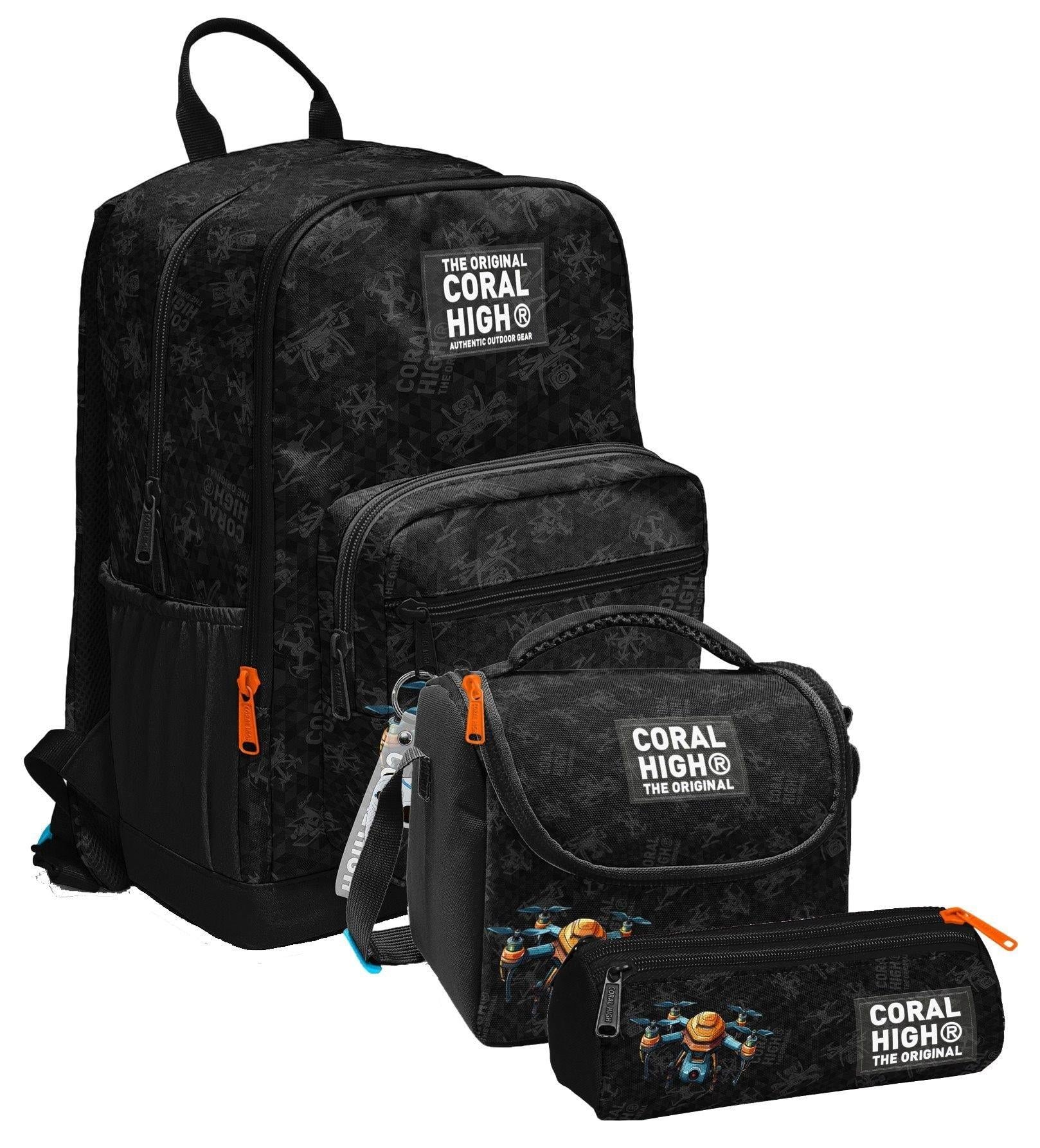 Coral High İlkokul ve Ortaokul Okul Çanta Üçlüsü - Erkek Çocuk, Drone Pilotu Siyah