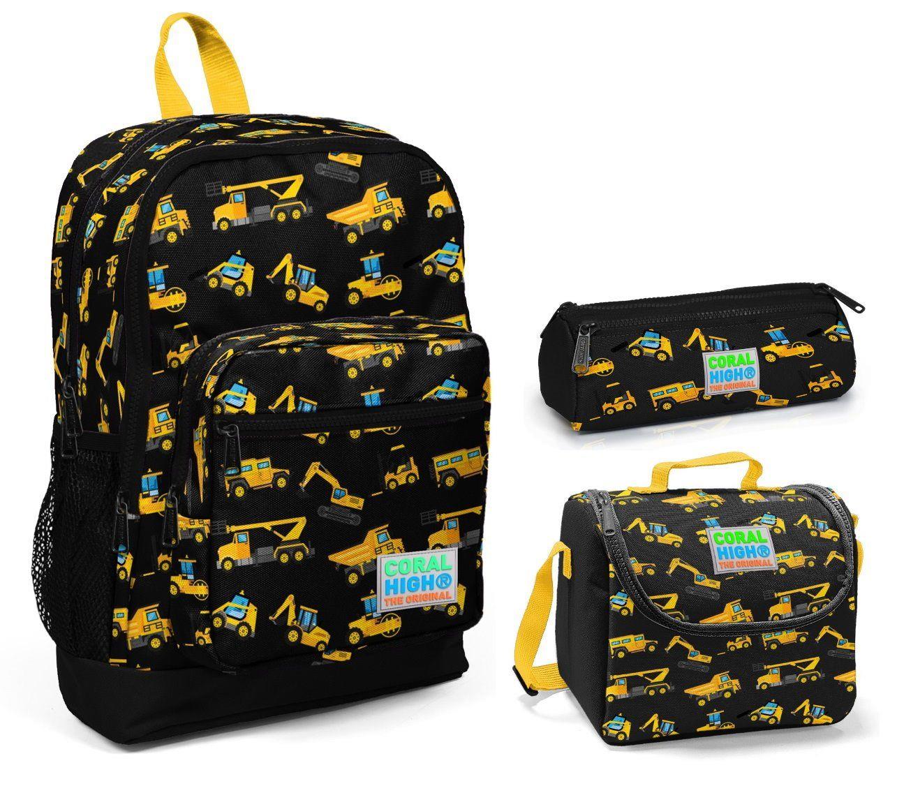 Coral High İş Makineleri  Erkek Çocuk 3'lü İlkokul Çanta Seti