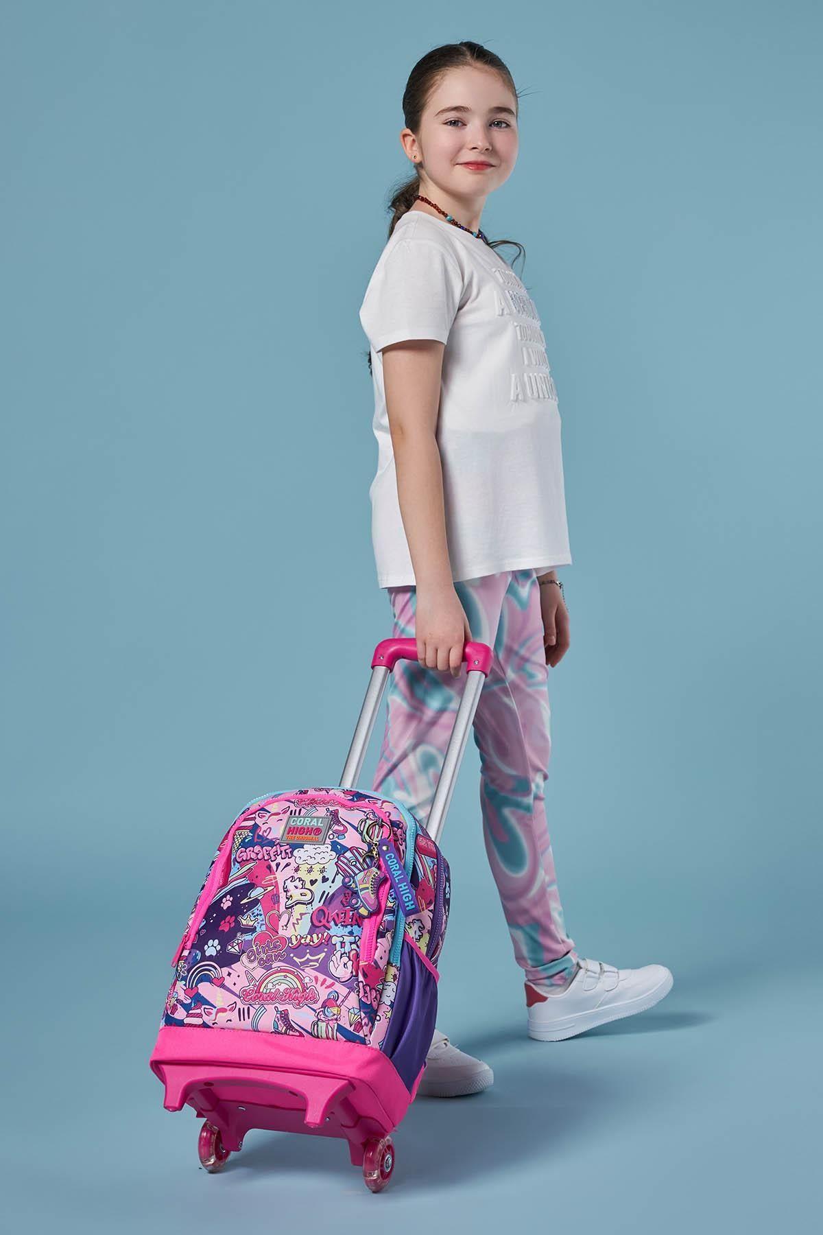 Coral High Işıklı Tekerlekli Grafiti Çekçek Okul Çantası - Kız Çocuk