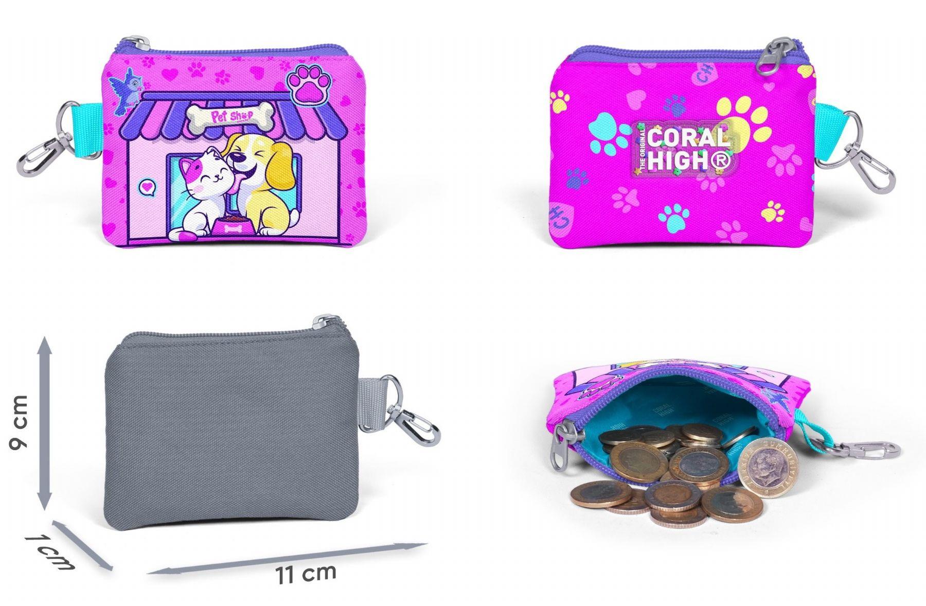 Coral High Kedi Köpek Desenli Kız Çocuk Beşli Okul Çanta Seti - İlkokul İçin Uygun