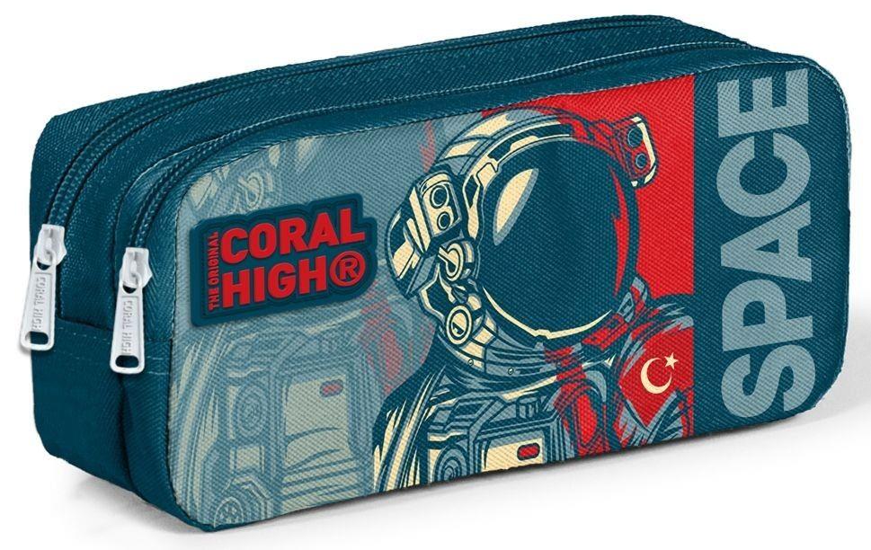 Coral High Kids Çivit Kırmızı Astronot Desenli 3lü Okul Çanta Seti - Erkek Çocuk