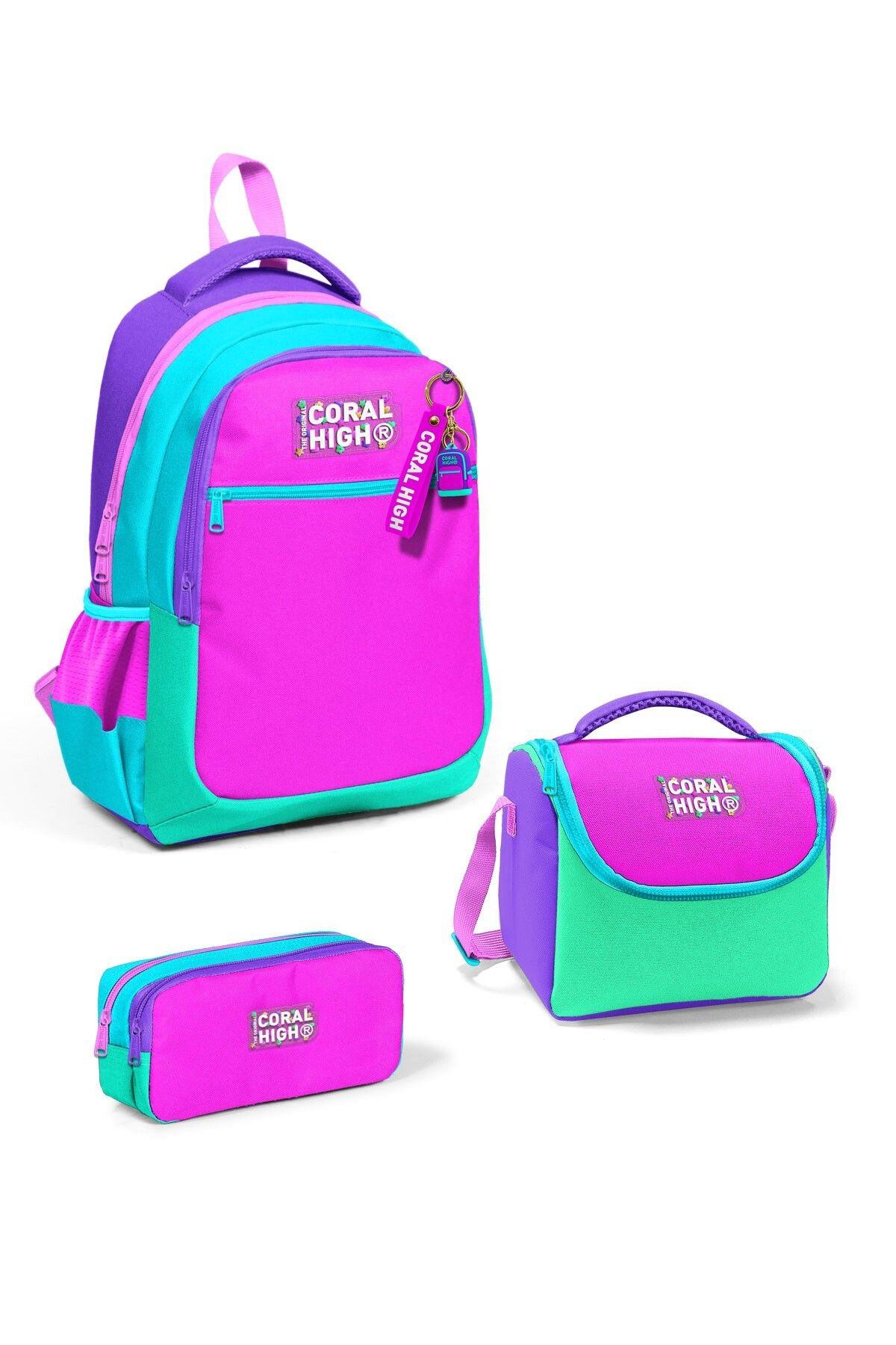 Coral High Kids Çok Renkli 3'lü Okul Çanta Seti SET0114426 - Kız