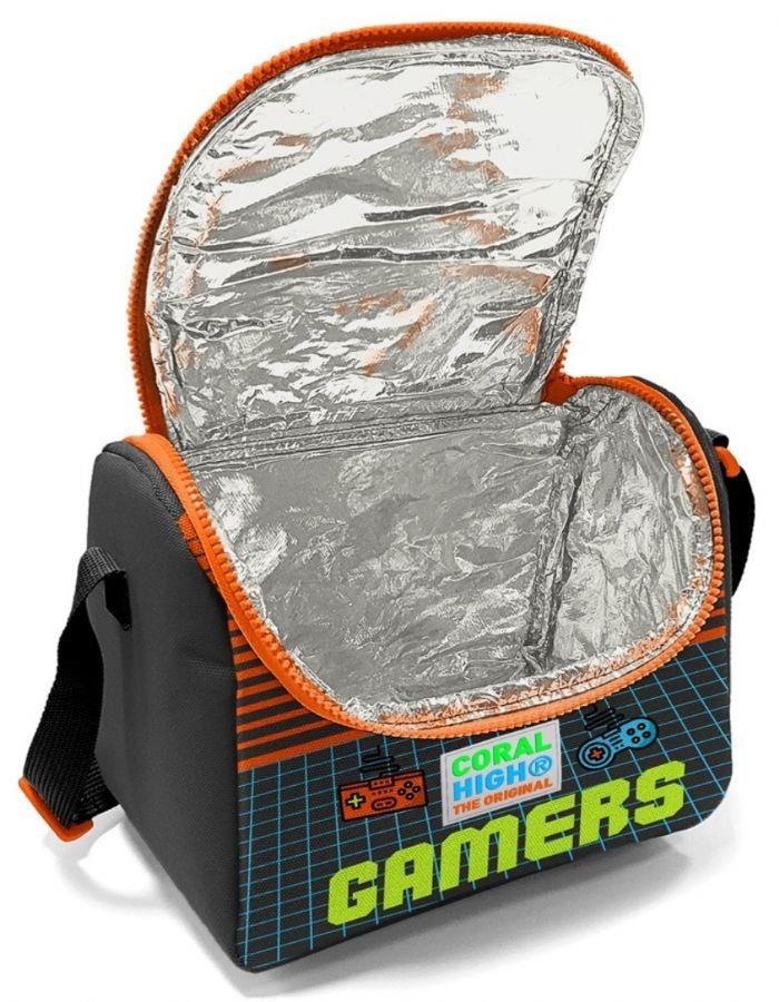 Coral High Kids Gri Turuncu Gamer Desenli 3lü Okul Çanta Seti - Erkek