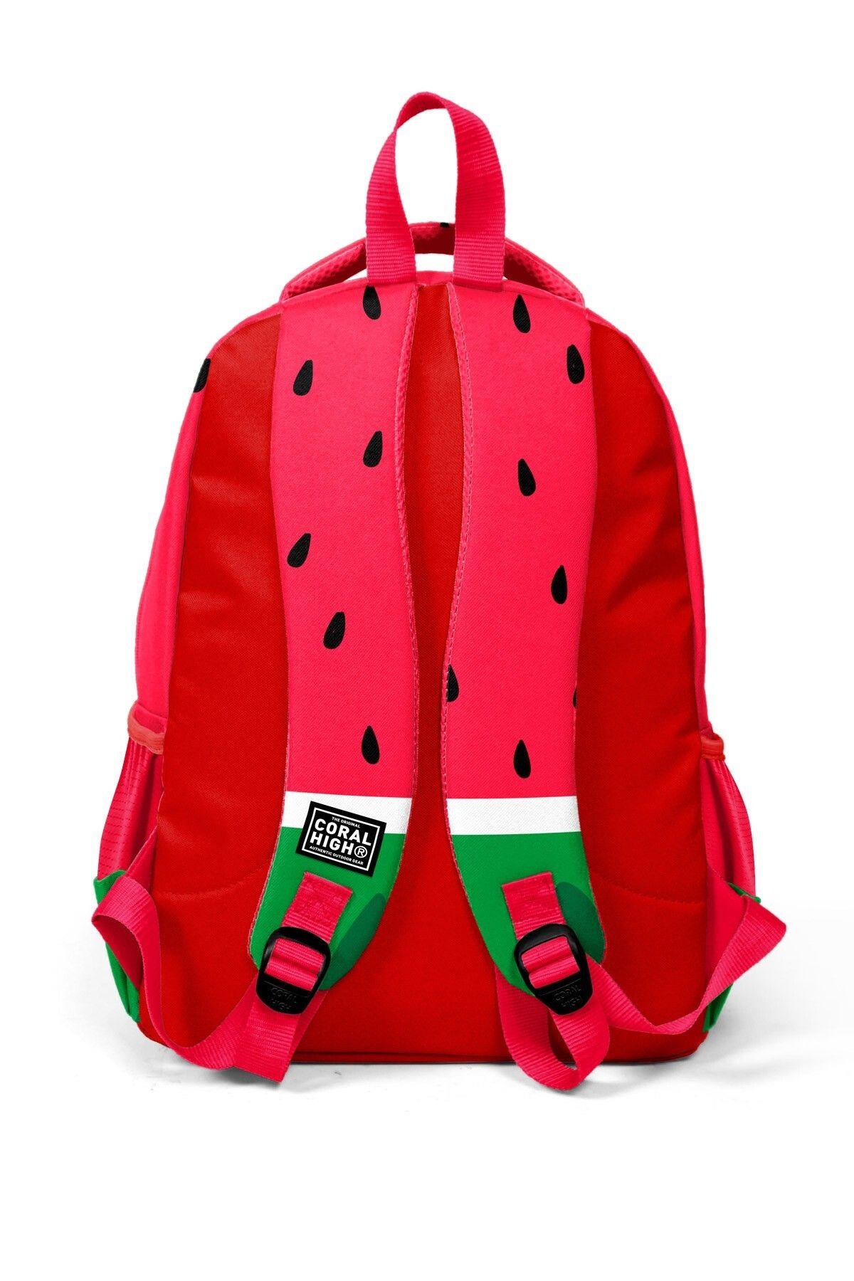 Coral High Kids Kırmızı Yeşil Karpuz Desenli 3'lü Okul Çanta Seti SET0114428 - Erkek