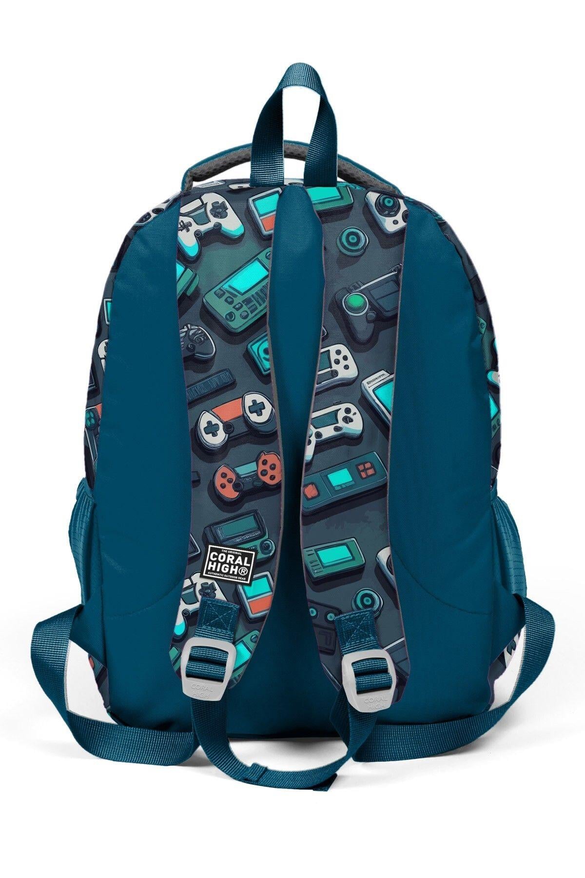 Coral High Kids Nefti Gamer Desenli 3'lü Okul Çanta Seti SET0114423 - Erkek