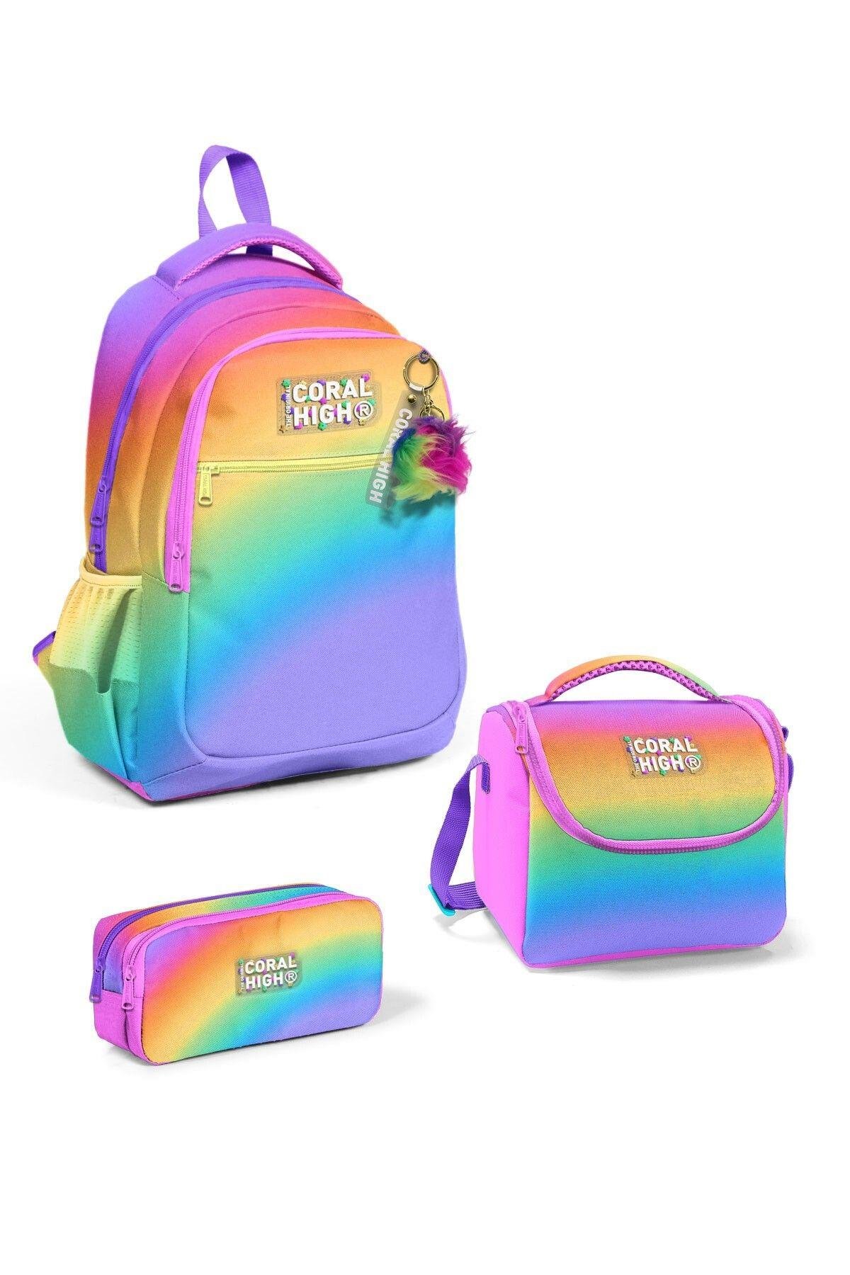 Coral High Kids Renk Geçişli 3'lü Okul Çanta Seti SET0114425 - Kız