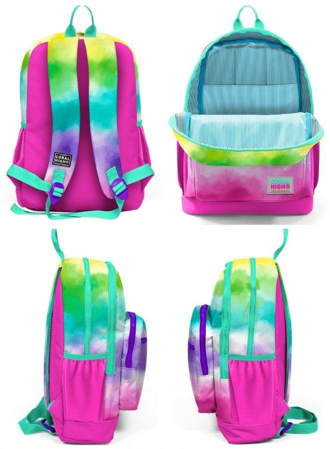 Coral High Kids Renkli Batik Desenli 3lü Okul Çanta Seti - Kız
