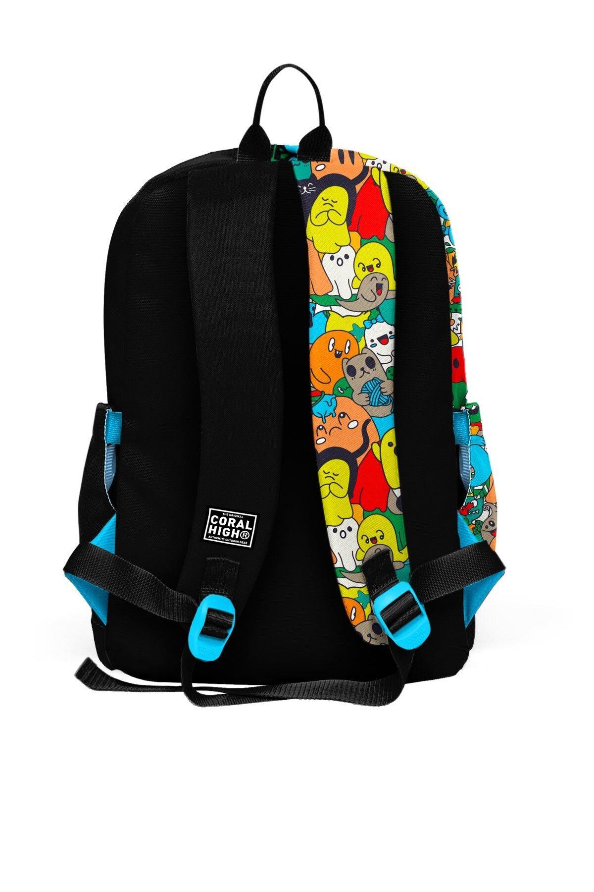 Coral High Kids Siyah Karikatür Desenli 3'lü Okul Çanta Seti SET0123774 - Erkek