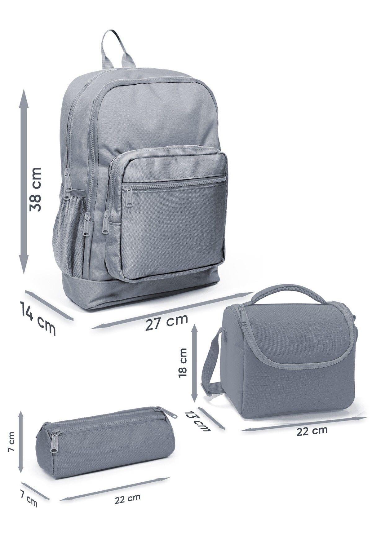 Coral High Kids Turkuaz Pembe Çizgili 3'lü Okul Çanta Seti SET0123771 - Kız