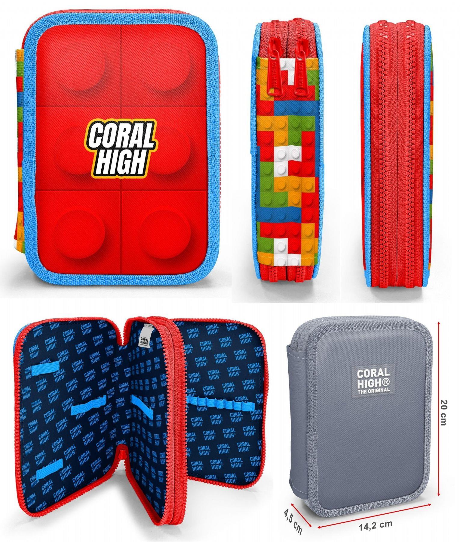 Coral High Kırmızı Yapı Blokları Erkek Çocuk Okul Çantası ve Organizer Kalemlik Seti 23775 11157