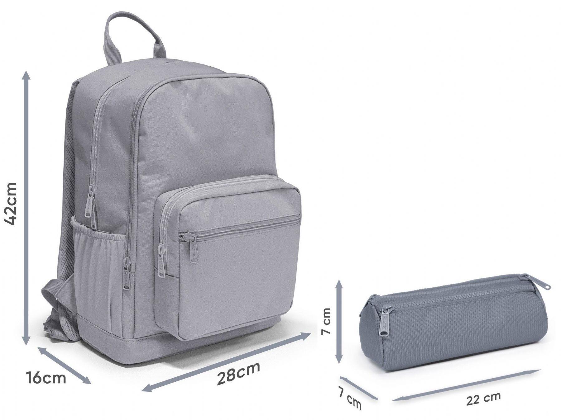 Coral High Kız Çocuk Dört Gözlü Okul Sırt Çantası ve  Kalemlik Seti - Renkli Çizgili Mavi Turuncu - İlkokul ve Ortaokul İçin Uygun