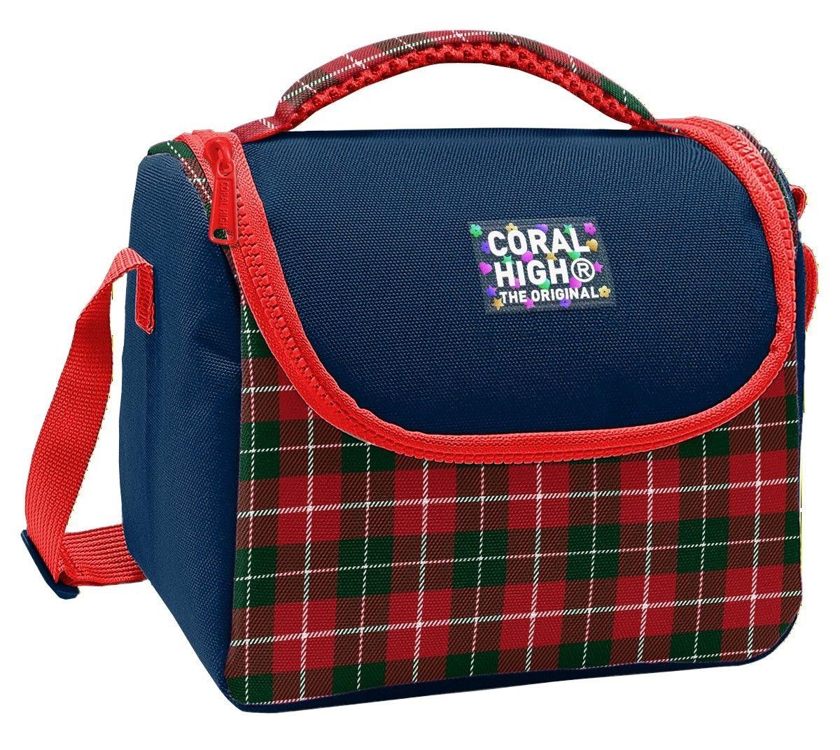 Coral High Kız Çocuk Lacivert Kırmızı Ekosa Desenli Isı Yalıtımlı Beslenme Çantası 37107