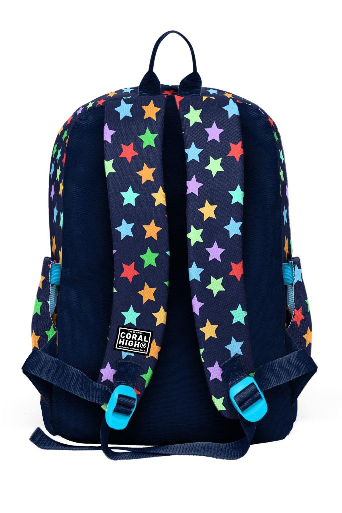 Coral High Kız Çocuk Lacivert Yıldız Desenli İlkokul Sırt Çantası (Dört Bölme) 33209