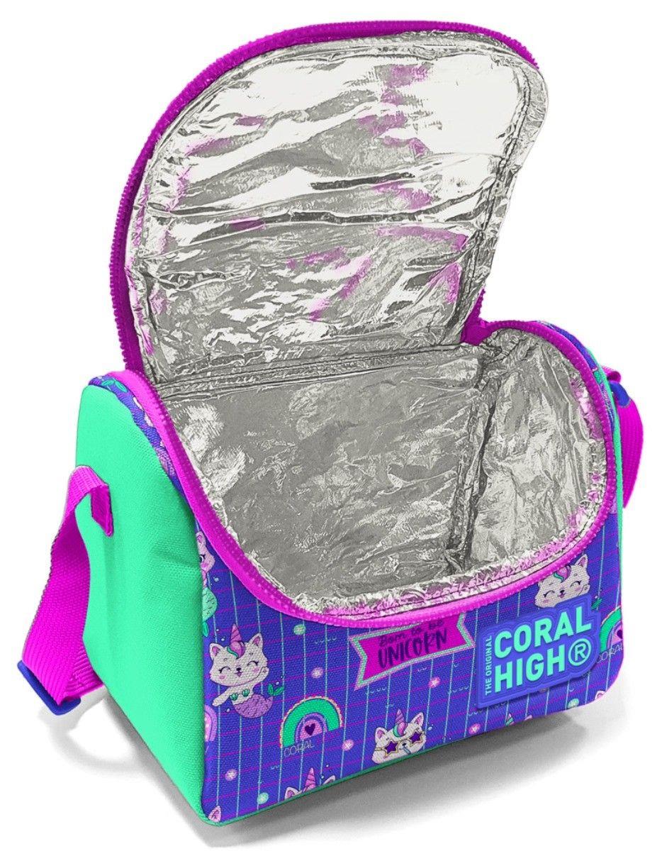 Coral High Kız Çocuk Lavanta Su Yeşili Unicorn Üçlü İlkokul Okul Çanta Seti