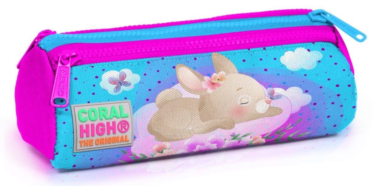 Coral High Kız Çocuk Mavi Pembe Tavşan Tekerlekli Okul Çantası ve Kalemlik Seti