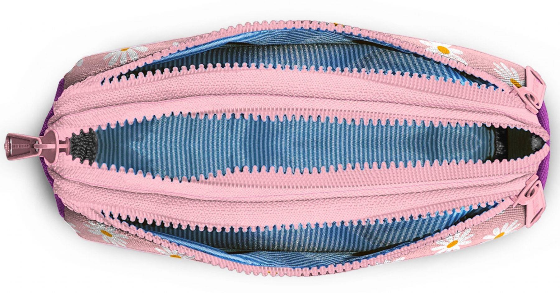 Coral High Kız Çocuk Pembe Beyaz Papatya Desenli Üç Gözlü Okul Kalem Çantası 31024