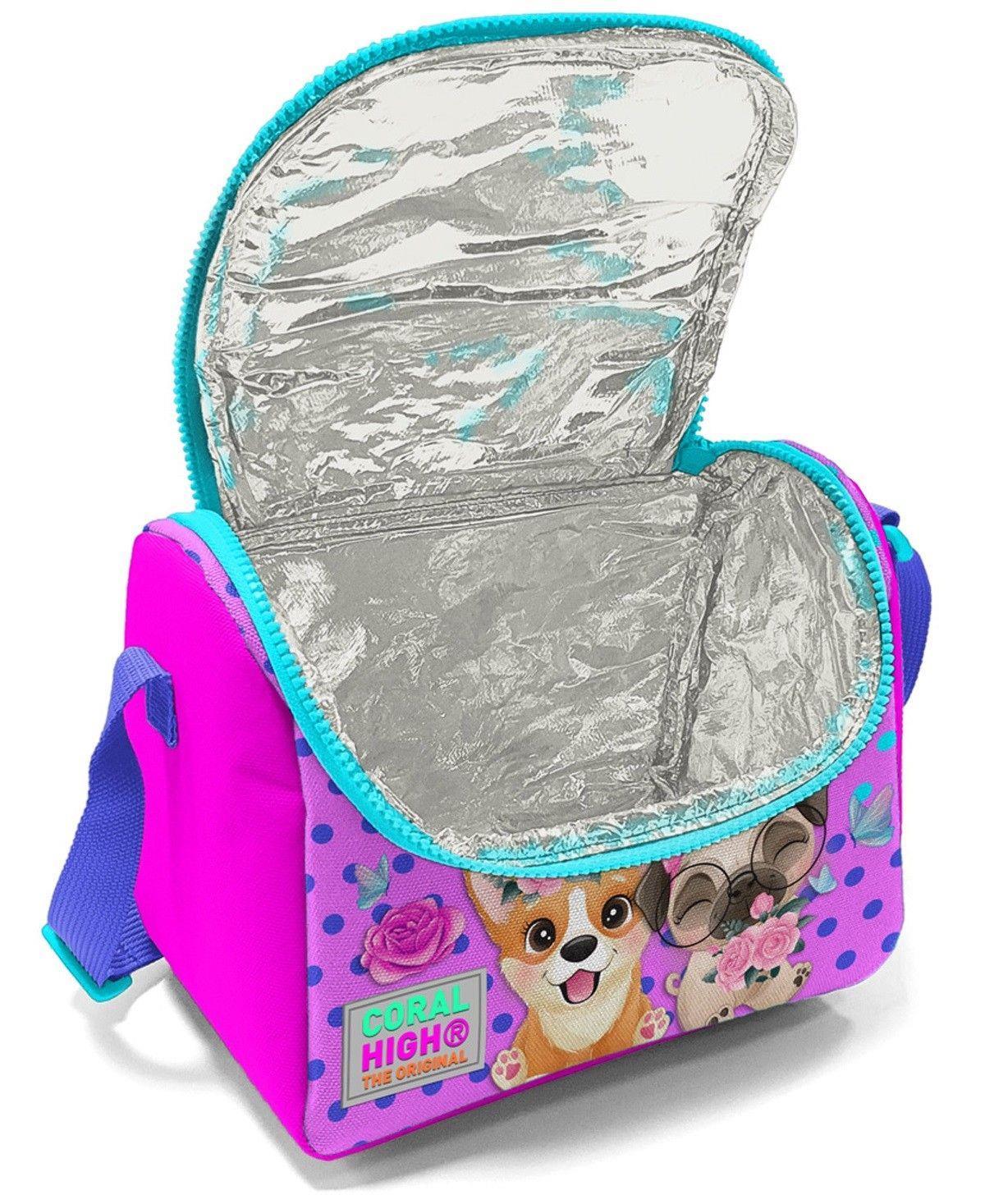 Coral High Kız Çocuk Pembe Köpek Desenli Beşli İlkokul Okul Çanta Seti