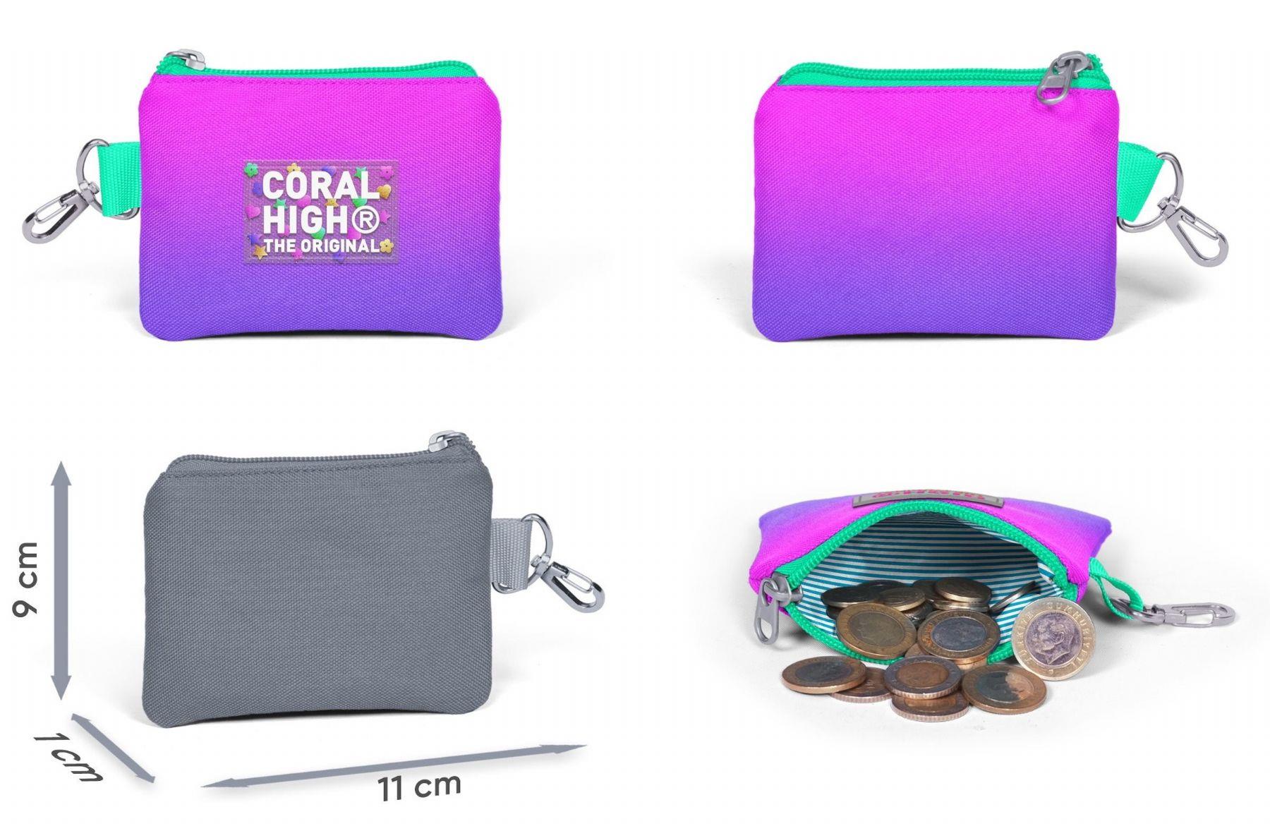Coral High Kız Çocuk Pembe Mor Renk Geçişli Desenli Beşli İlkokul Okul Çanta Seti