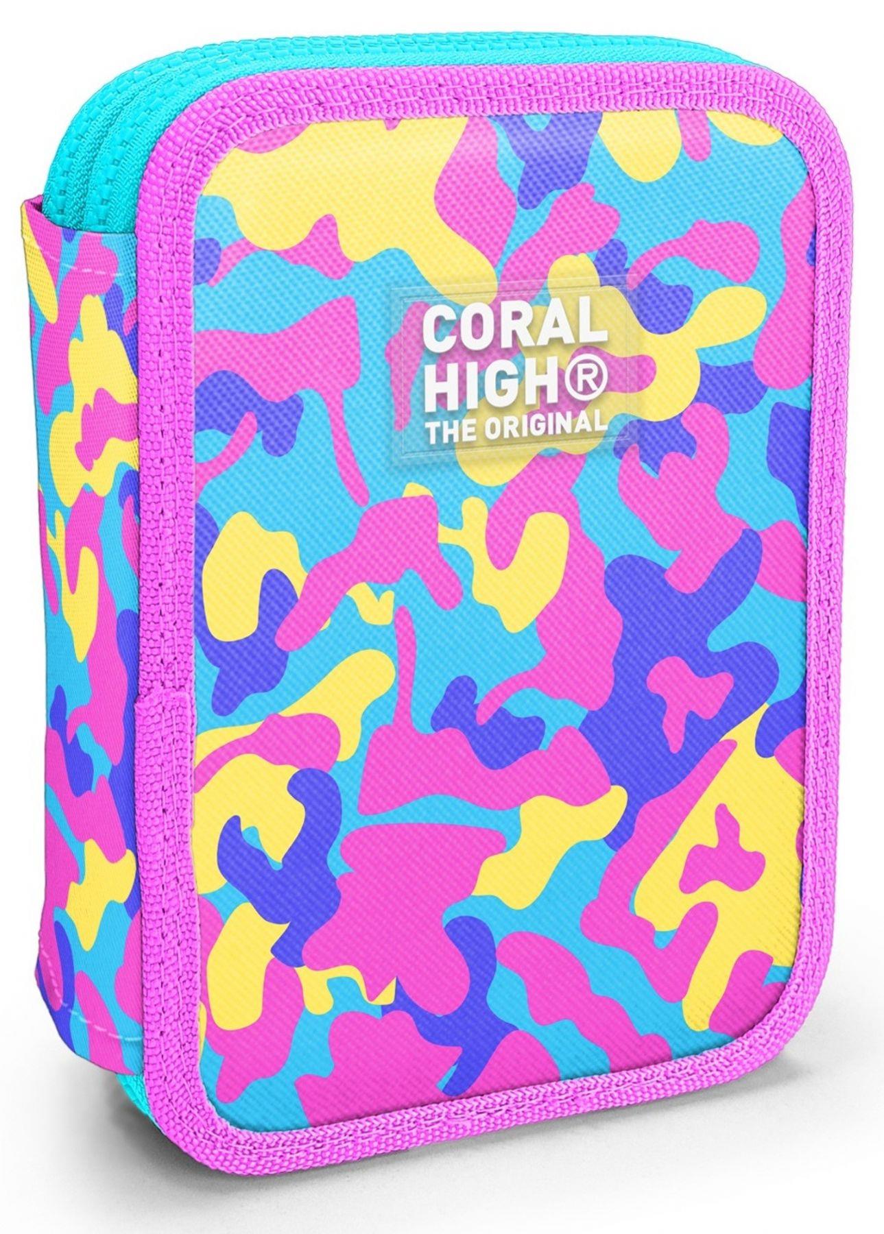 Coral High Kız Çocuk Pembe Sarı Kamuflaj Katlı Organizer Kalemlik (Kalem Kutusu) 31101