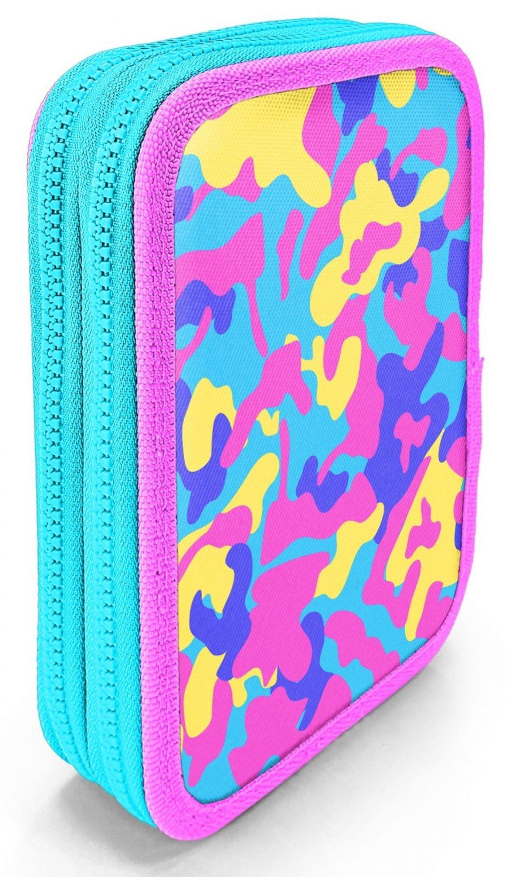 Coral High Kız Çocuk Pembe Sarı Kamuflaj Katlı Organizer Kalemlik (Kalem Kutusu) 31101