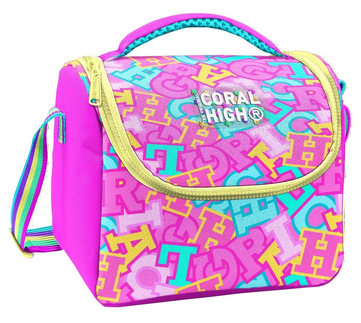 Coral High Kız Çocuk Pembe Su Yeşili Harf Baskılı Isı Yalıtımlı Beslenme Çantası 37141
