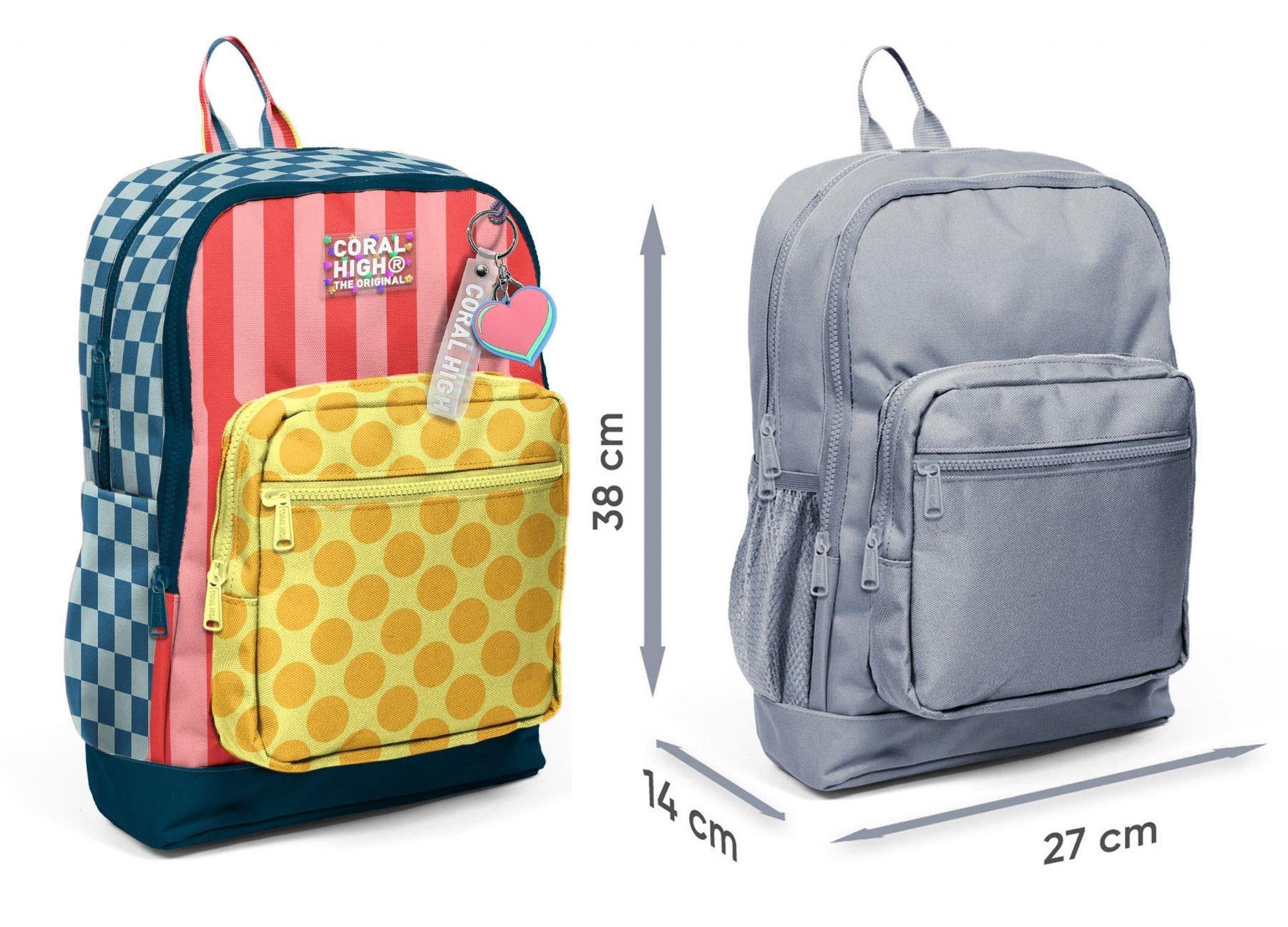 Coral High Kız Çocuk Sarı Pembe Yeşil Puantiyeli İlkokul Sırt Çantası (Dört Bölme) 33204