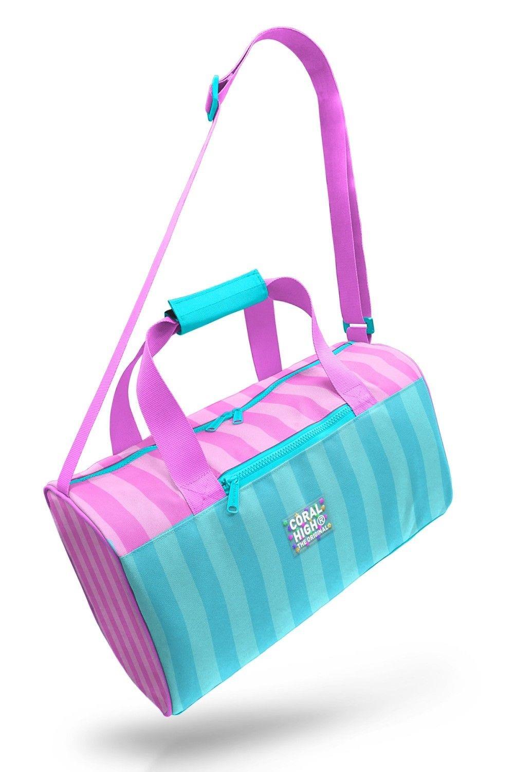 Coral High Kız Çocuk Spor ve Seyahat Çantası - Turkuaz Pembe Çizgili Desenli - 27521