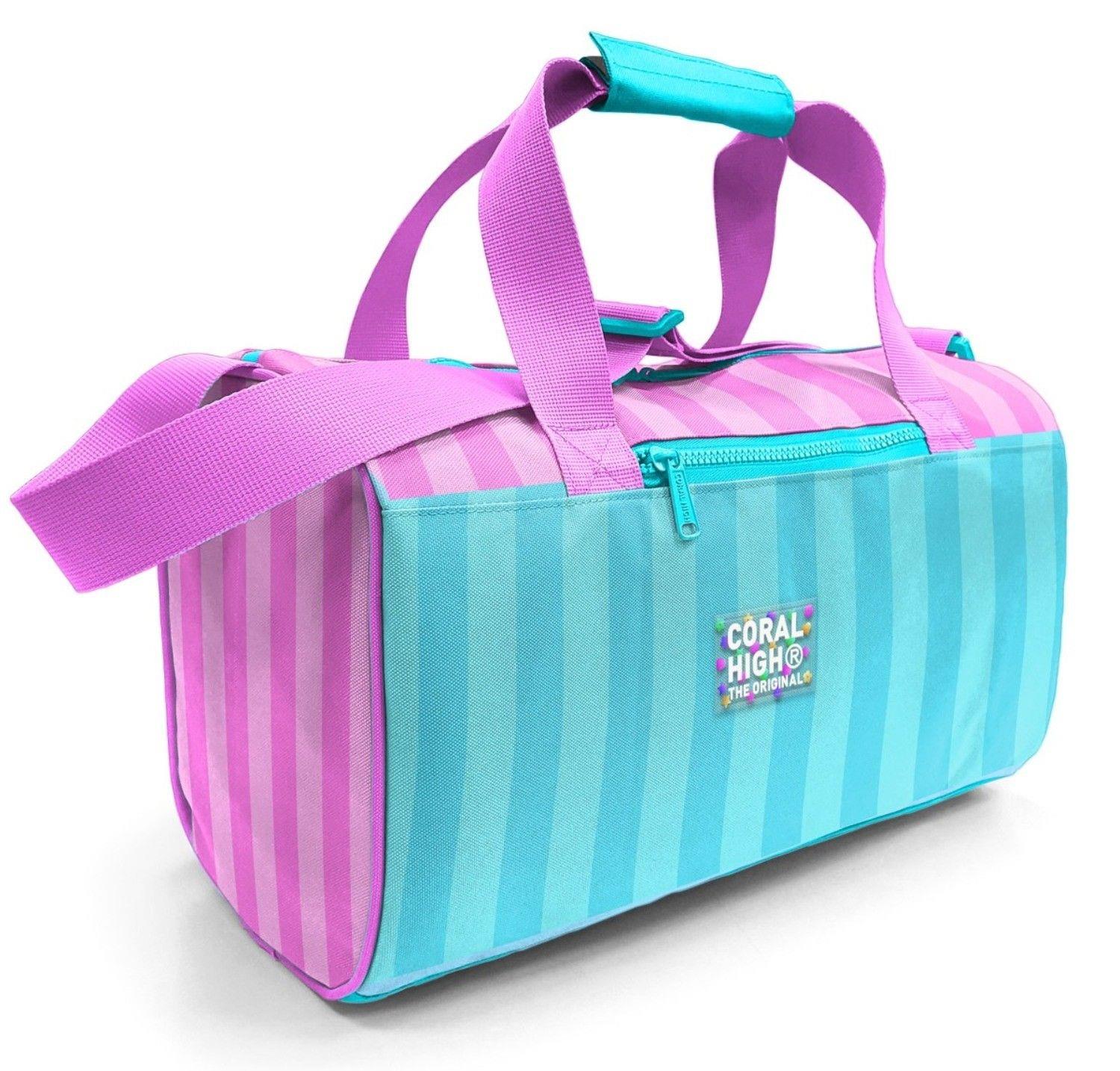 Coral High Kız Çocuk Spor ve Seyahat Çantası - Turkuaz Pembe Çizgili Desenli - 27521