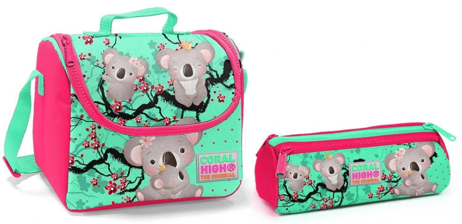 Coral High Koala Kız Çocuk Beslenme Çantası ve Kalemlik Seti - Thermo