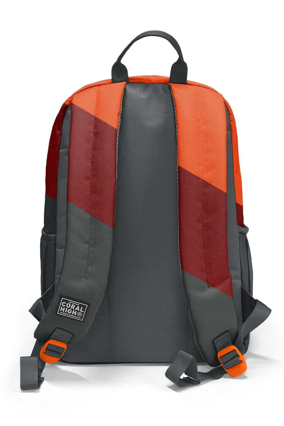 Coral High Koyu Gri Turuncu Bordo Renkli 3'lü Okul Çanta Seti SET0123692 - Erkek