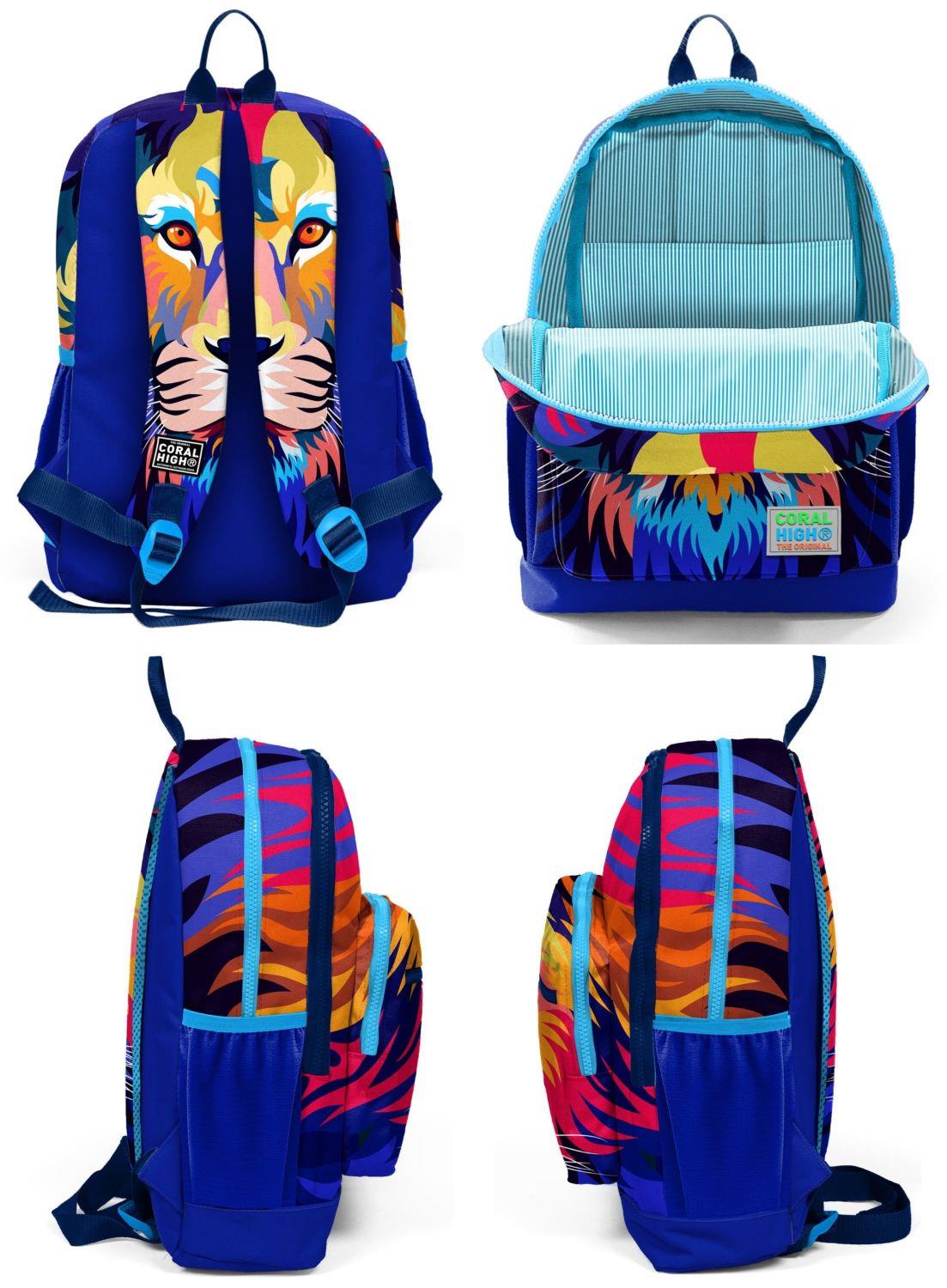 Coral High Lacivert Aslan Okul Sırt ve Beslenme Çantası Seti - Erkek Çocuk