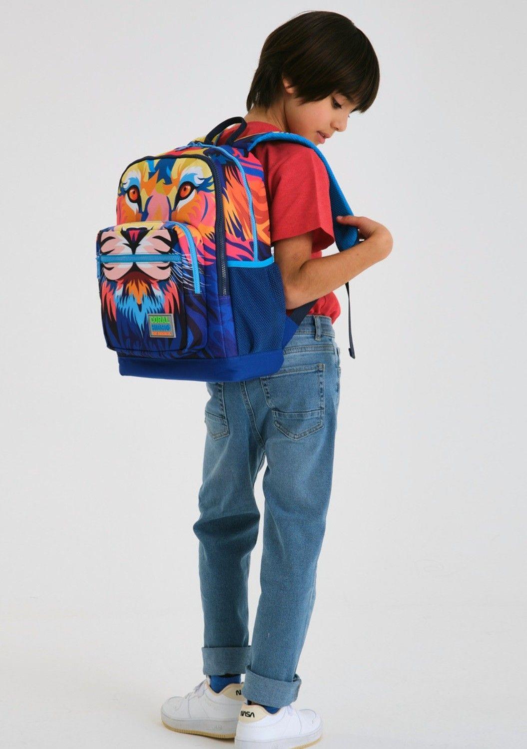 Coral High Lacivert Aslan Okul Sırt ve Beslenme Çantası Seti - Erkek Çocuk