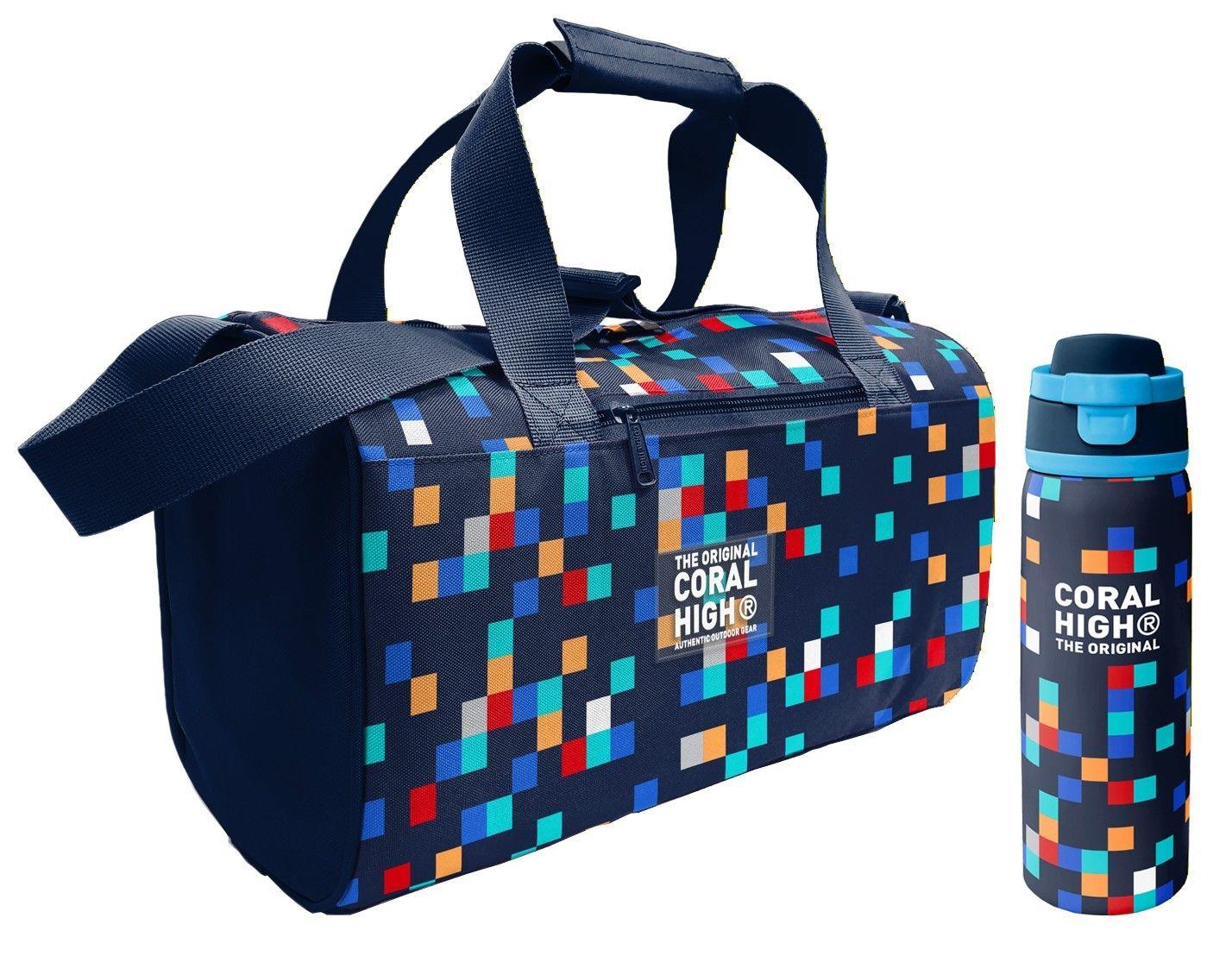 Coral High Lacivert Çok Renli Geometrik Desenler Erkek Çocuk Spor Çantası ve 800 ml Çelik Matara Seti 27550