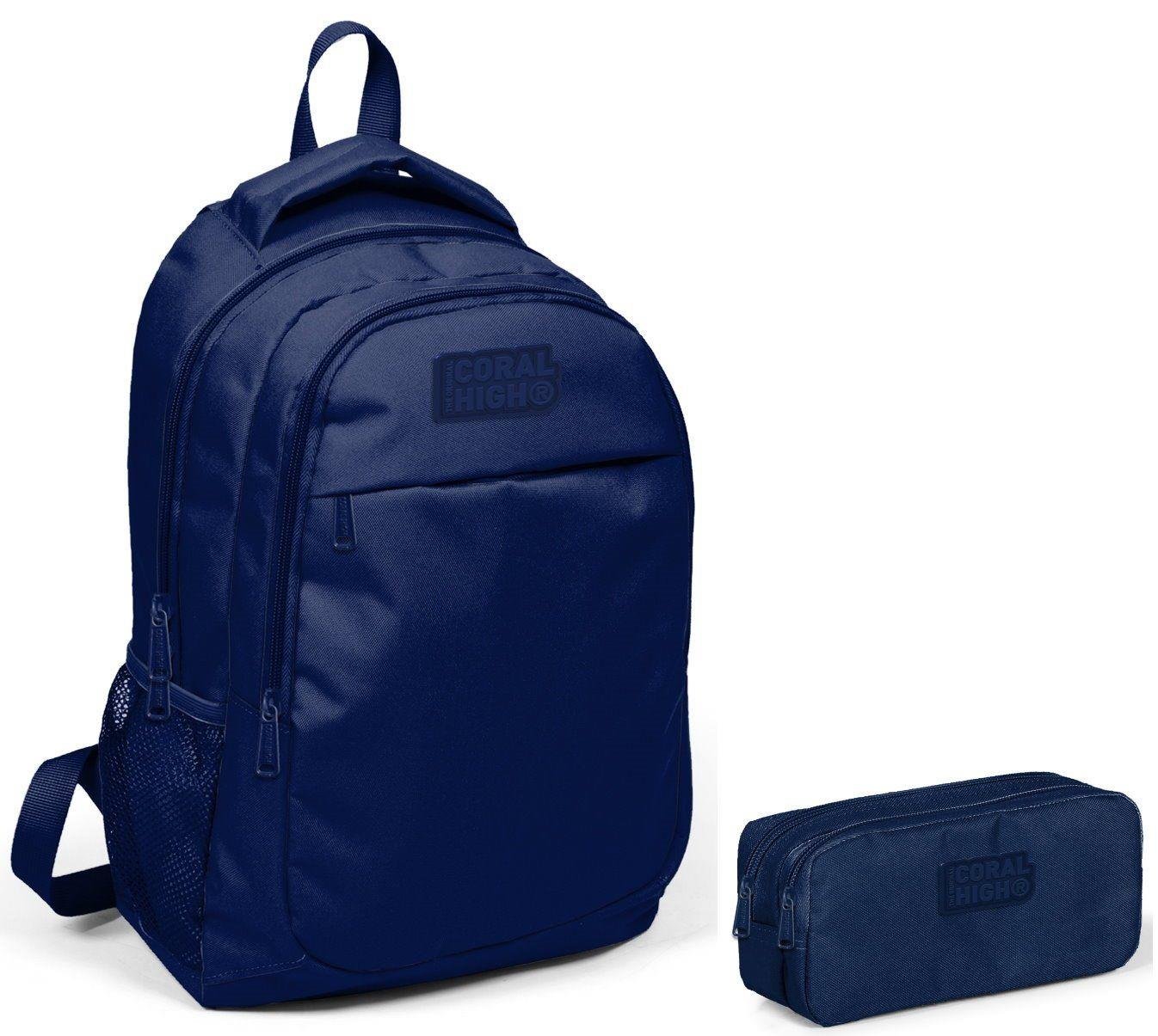 Coral High Lacivert İlkokul Çantası ve Kalemlik Seti
