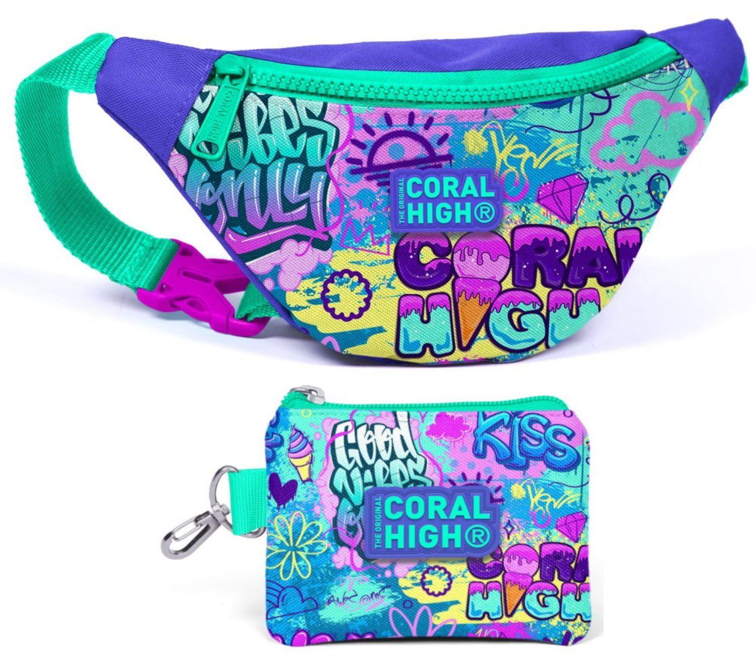 Coral High Lavanta Grafiti Kız Çocuk Beşli Okul ve Günlük Çanta Seti