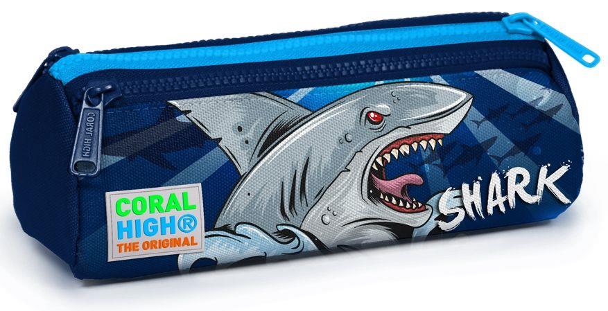 Coral High Mavi köpekbalığı Baskılı İlkokul Sırt Çantası ve Kalemlik Seti - Erkek Çocuk