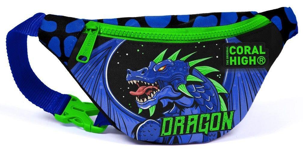 Coral High Mavi Yeşil Dragon Üçlü Okul Çantası ve Bel Çantası Seti - Erkek Çocuk