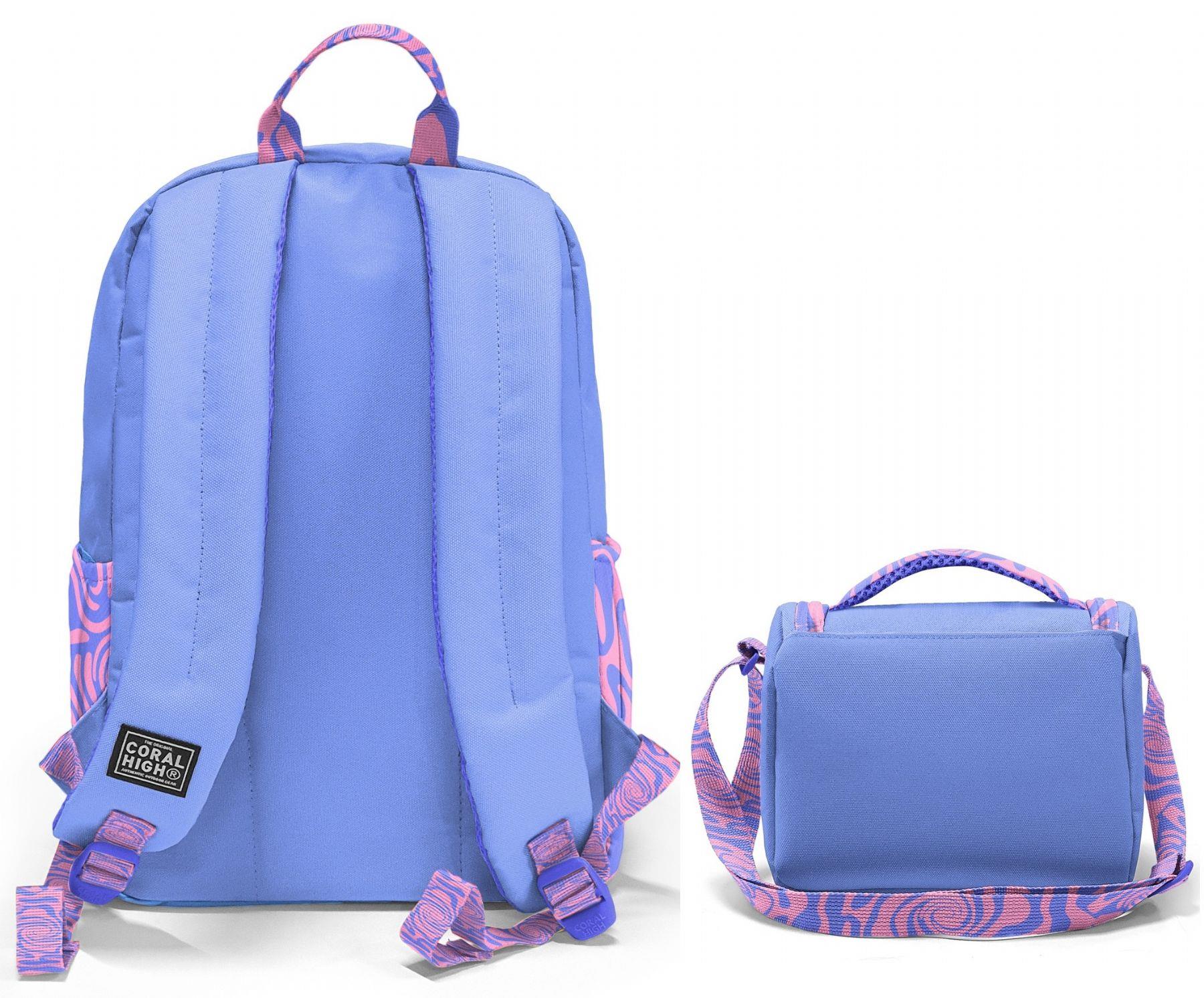 Coral High Mor Dalga Desenli (Kız Çocuk) Okul Sırt ve Beslenme Çantası Seti - SETYGN33227B