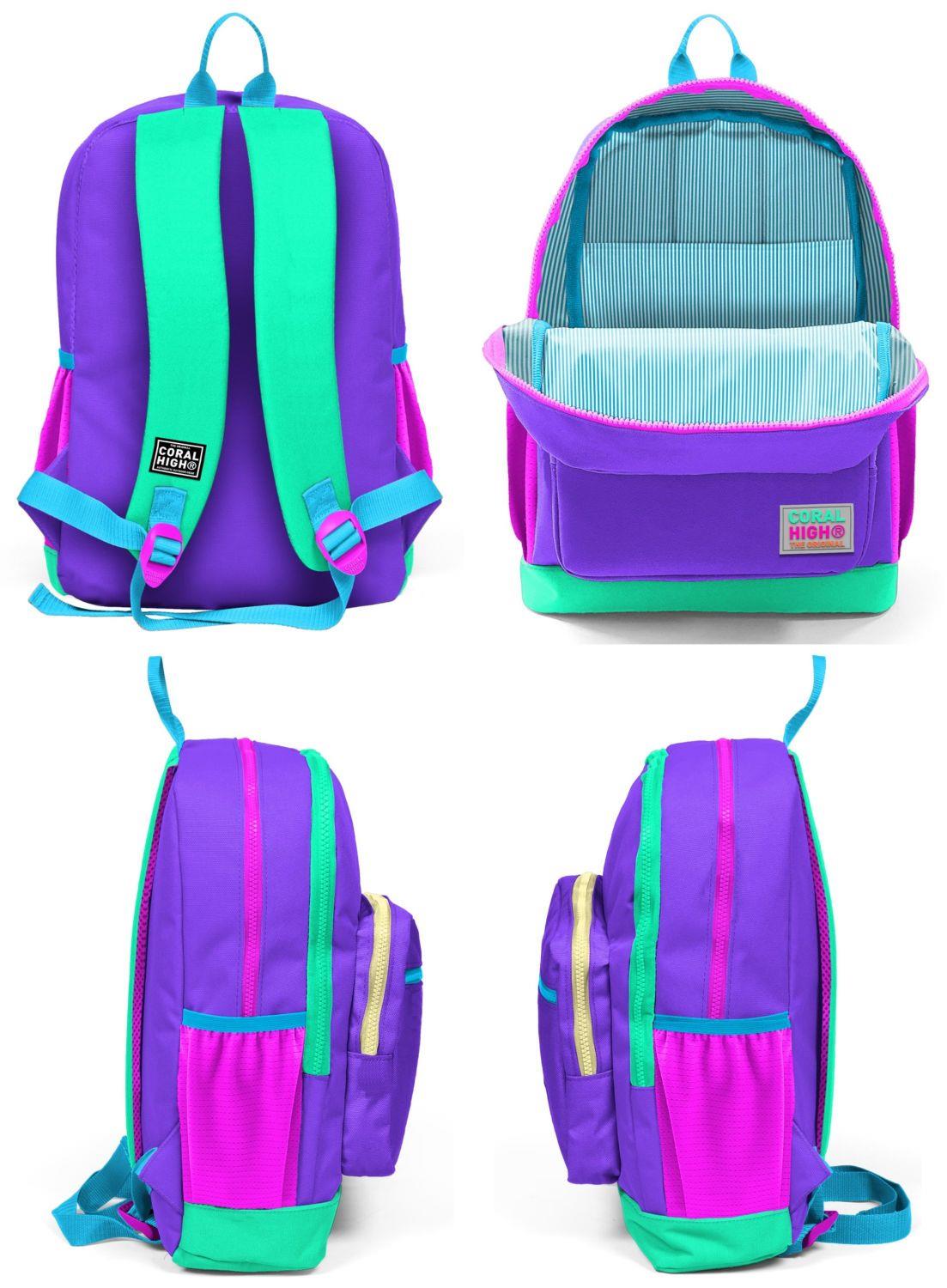 Coral High Mor Dört Bölmeli İlkokul ve Günlük Sırt Çantası