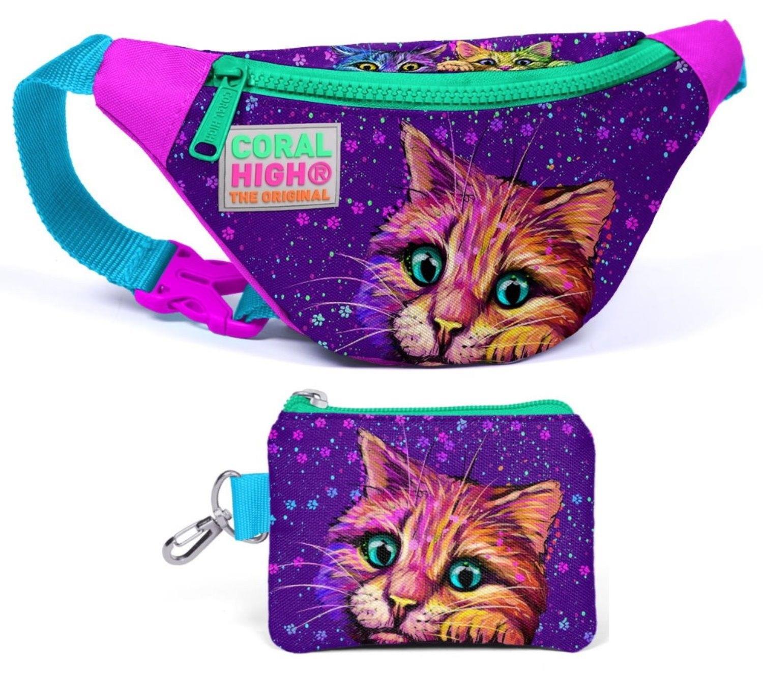 Coral High Mor Kedi Beşli Okul ve Günlük Çanta Seti