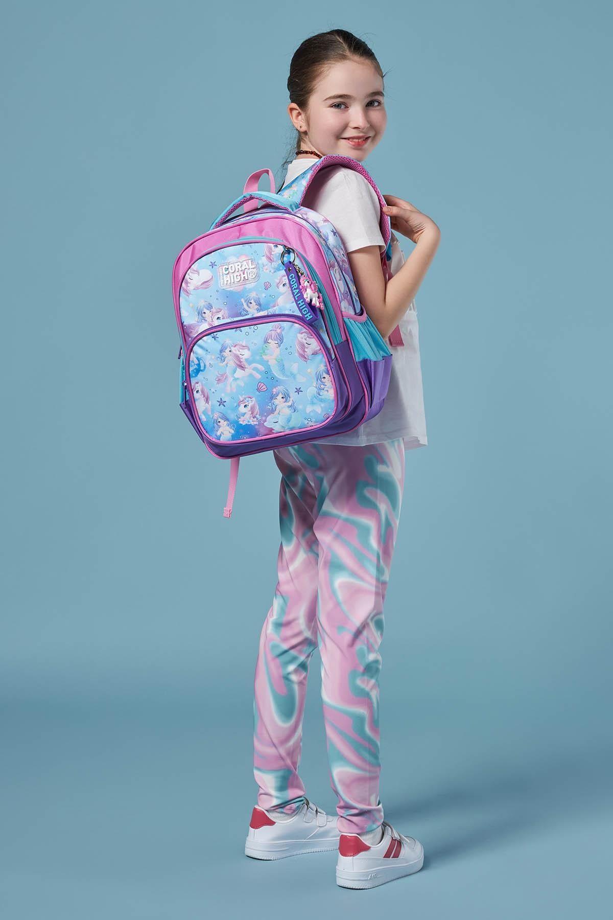 Coral High Mor Pembe Unicorn İlkokul ve Günlük Sırt Çantası - Kız Çocuk