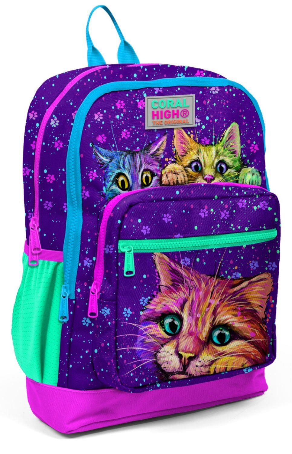 Coral High Mor Yavru Kediler İlkokul ve Günlük Sırt Çantası