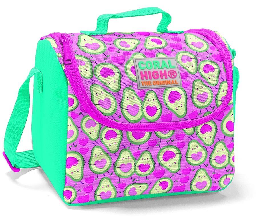 Coral High Pembe Avakado Baskılı İlkokul Çantası ve Beslenme Seti - Kız